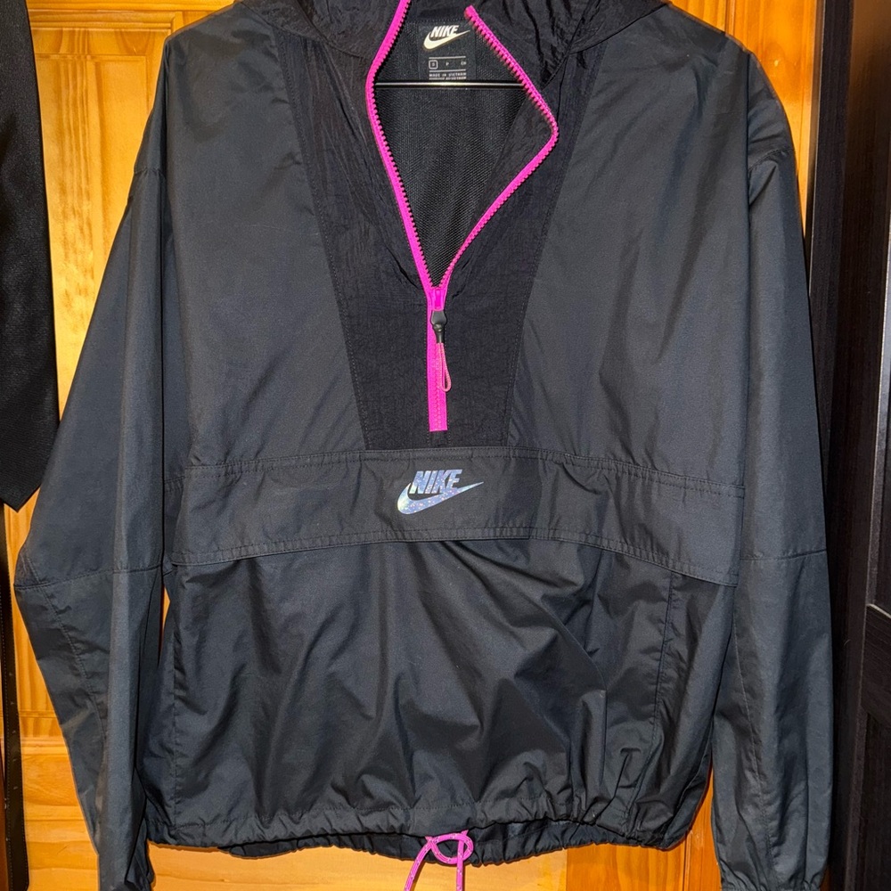 Nike Black and Pink Windbreaker Jacket Anorak